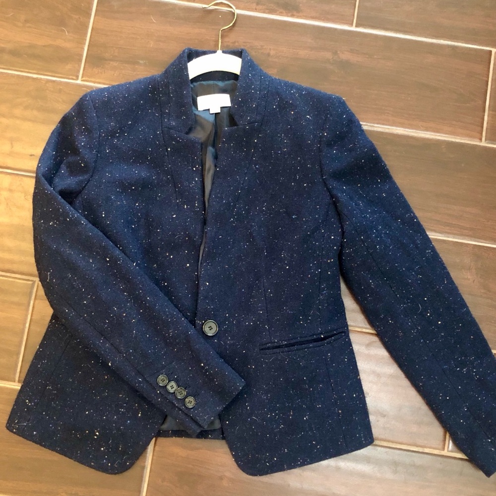 Loft Navy Speckled Blazer 0 Petite